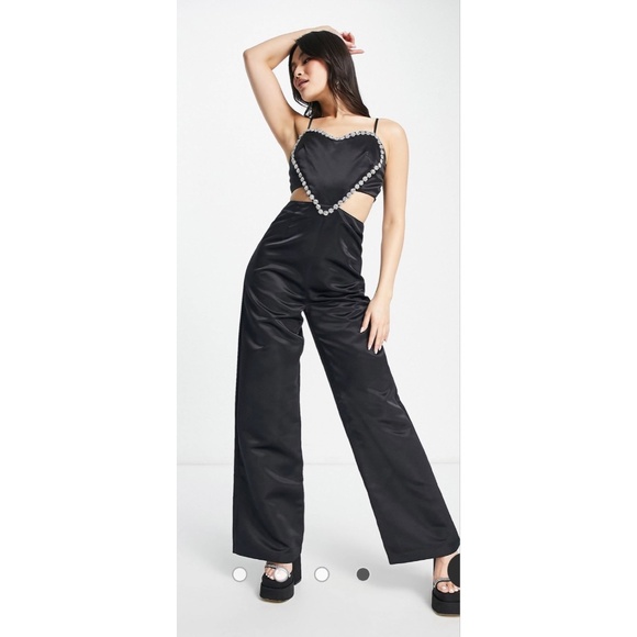 ASOS heart wide leg jumpsuit in black - Picture 1 of 1
